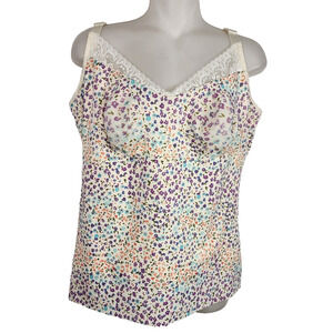 Ruby Ribbon Floral Heritage Lace Cami Tank Convertible Adjustable Size 42 1800